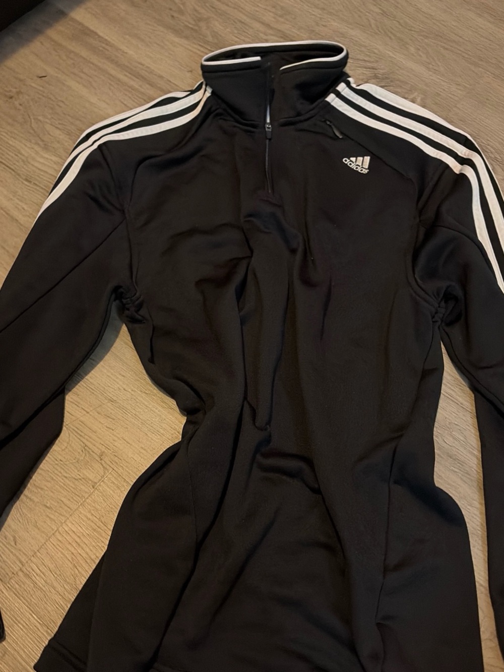 adidas Black Half-Zip Training Top with White Stripes